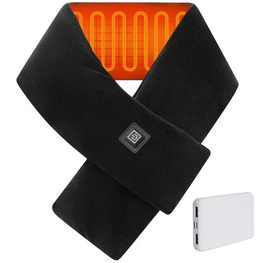 Heated Neck Wrap Scarf for Neck Pain Relief Cordless Neck Heating Pad with 5000mAh Power Bank Electric Heated Neck Warmer with 3 Heat Settings（Black）