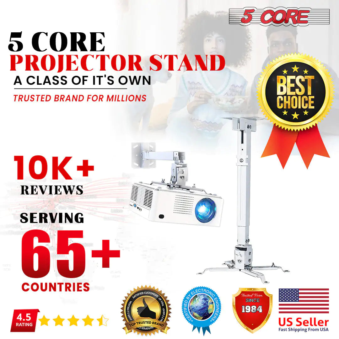 5Core Projector Mount Ceiling Wall Universal Holder Adjustable Low Profile Capacity 40lb